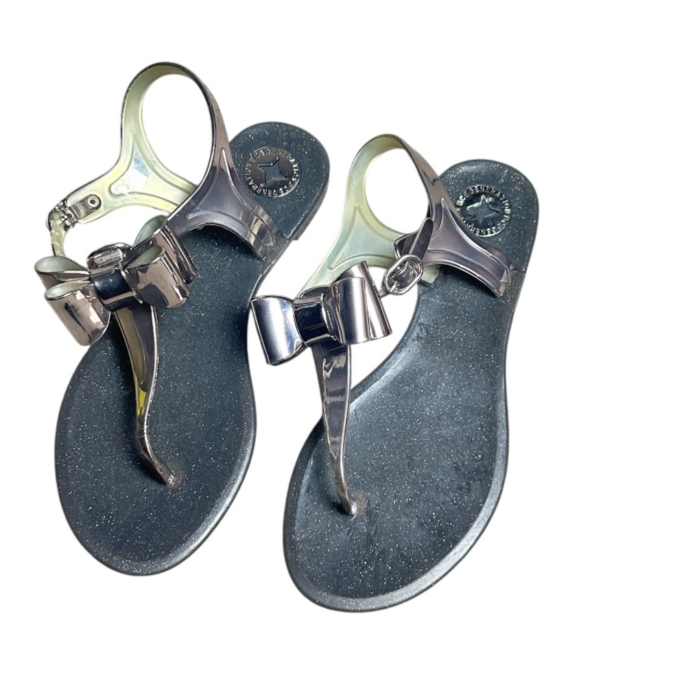 NWOB BCBGeneration Demee Jelly Thong Sandals In Silver Size 6M